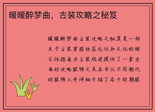 暖暖醉梦曲，古装攻略之秘笈